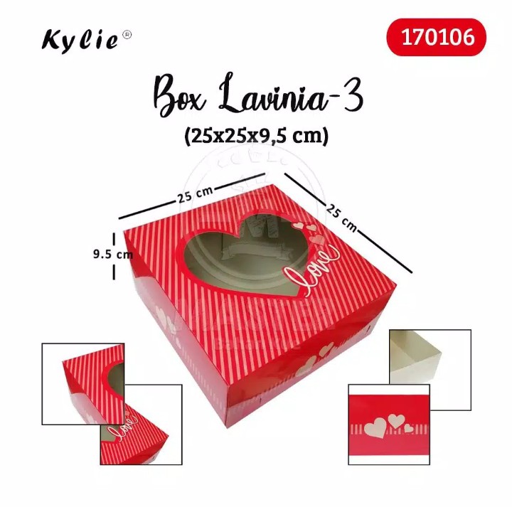 Box Kue Lavinia 3 Merah Bentuk Love 170106 [dijual Per 1 Pcs]