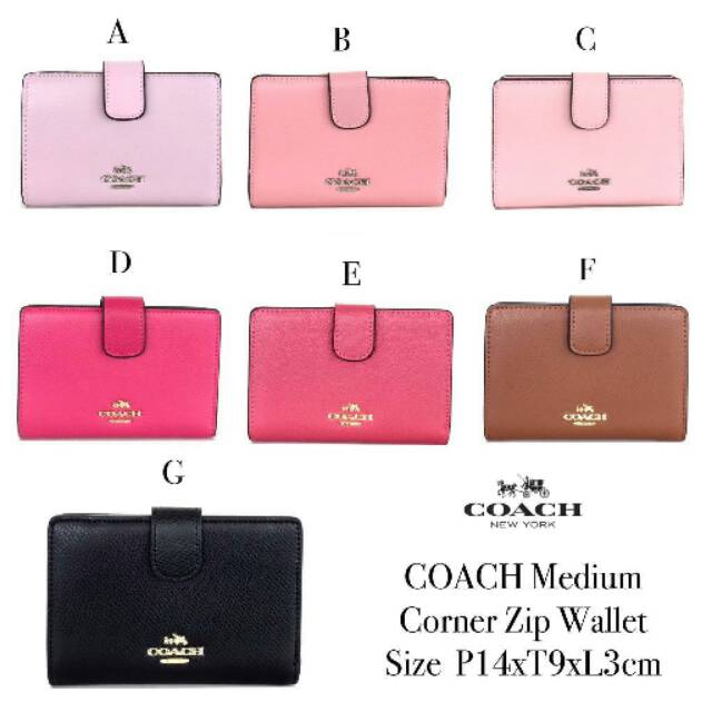 Dompet pastel original authentic COACH Medium Corner Zip Wallet