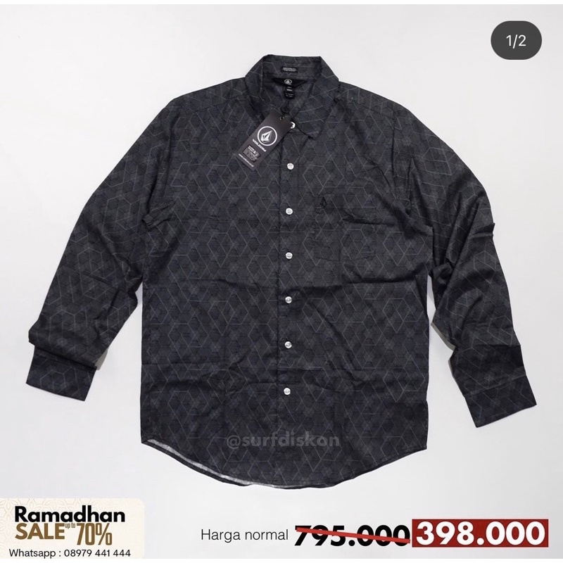 Kemeja Volcom MLH Zen BLK Original Planet Surf
