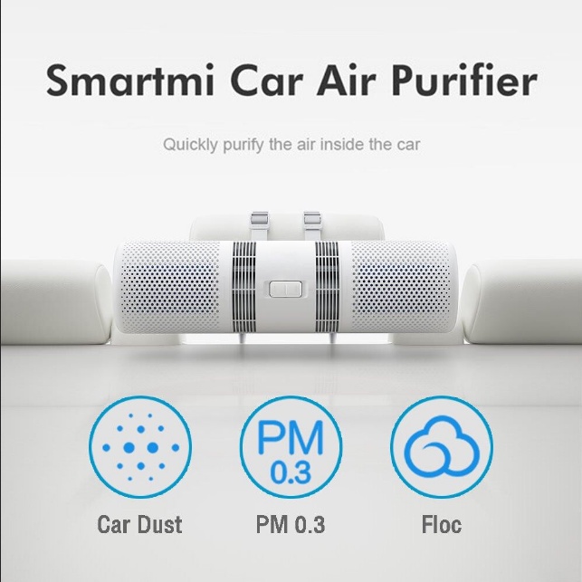 SMARTMI Car Air Purifier HEPA Filter Sterilizer 70m³/h CADR Car Dust