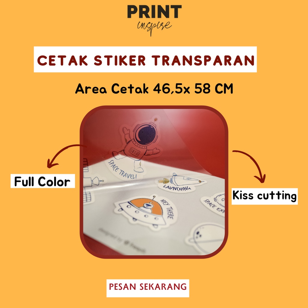 

Stiker Transparan Kiss Cutting A2/ Label Transparan Custom A2