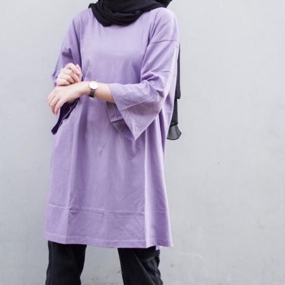 ♞ Basic Oversized Top Kaos Oversized Polos Busui dan Non Busui Lilac ➢