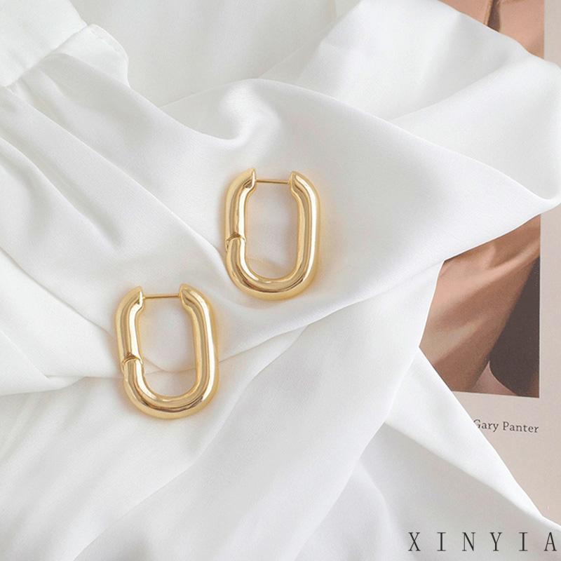 2023 Fashion Korea Anting -anting emas persegi baru Anting Stud Bentuk Persegi Lapis Emas Gaya Retro