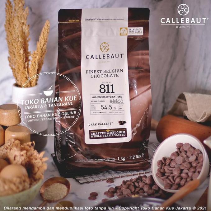 

Callebaut Chocolate Dark 811 Couverture 54,5% 811NV 1kg ASLI Coklat ---NEW---