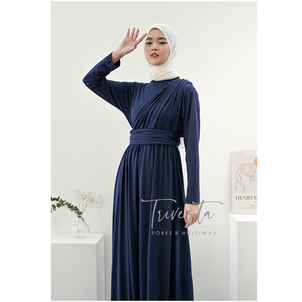 MAXI BERHIJAB  | NAVY  | MULTIWAY INFINITY CONVERTIBLE DRESS | FREE  MANSET&amp; SPECIAL LONG SCRAFT