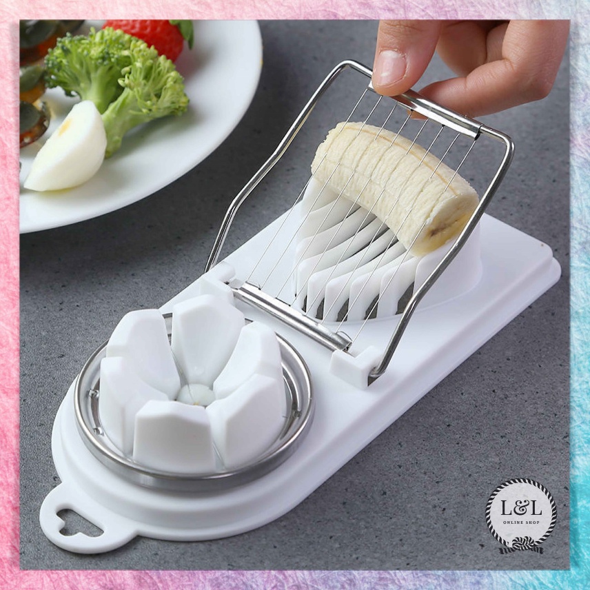 Alat Pemotong Telur Rebus 2 in 1 Multifungsi Pengiris Telor 2in1 Bahan Plastik Egg Slicer &amp; Cutter