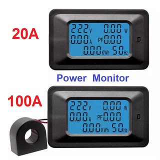 Watt KWH Meter Power Monitor Daya Digital Multifungsi 20A 100A 110 220V Wattmeter Voltmeter Ammeter