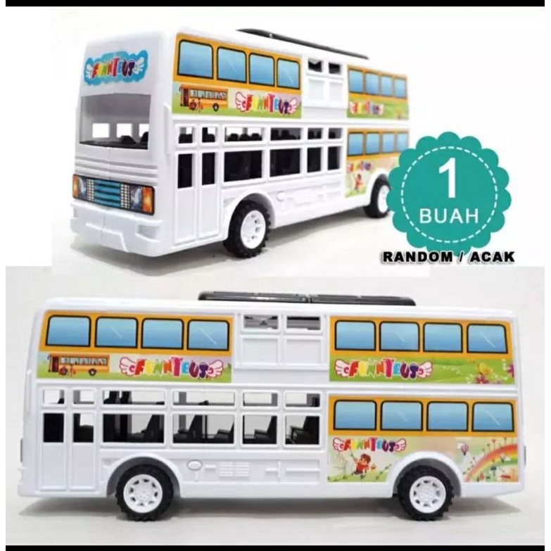 Mainan Bus Tingkat / Mobil Bis tingkat pullback funny bus