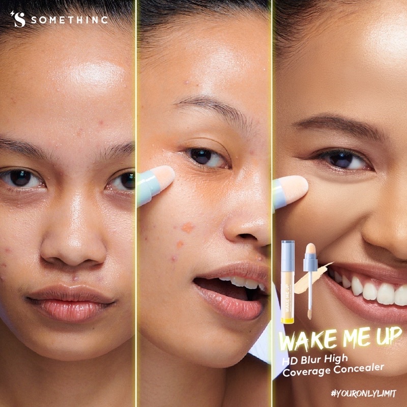 SOMETHINC Wake Me Up HD Blur Full Coverage Concealer Indonesia / Make Up Skincare Cleanser Essence Toner Serum Eye Cream Gel Mask / Foundation Cushion Loose Powder Blush On Highlighter Eyebrow Eyeliner Eyelash Mascara Lipstick Lip Tint Sponge / Paket Set