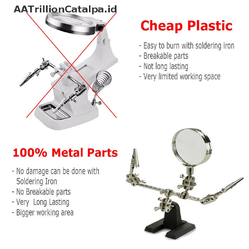 (AATrillionCatalpa) Stand Holder Solder Dengan Kaca Pembesar