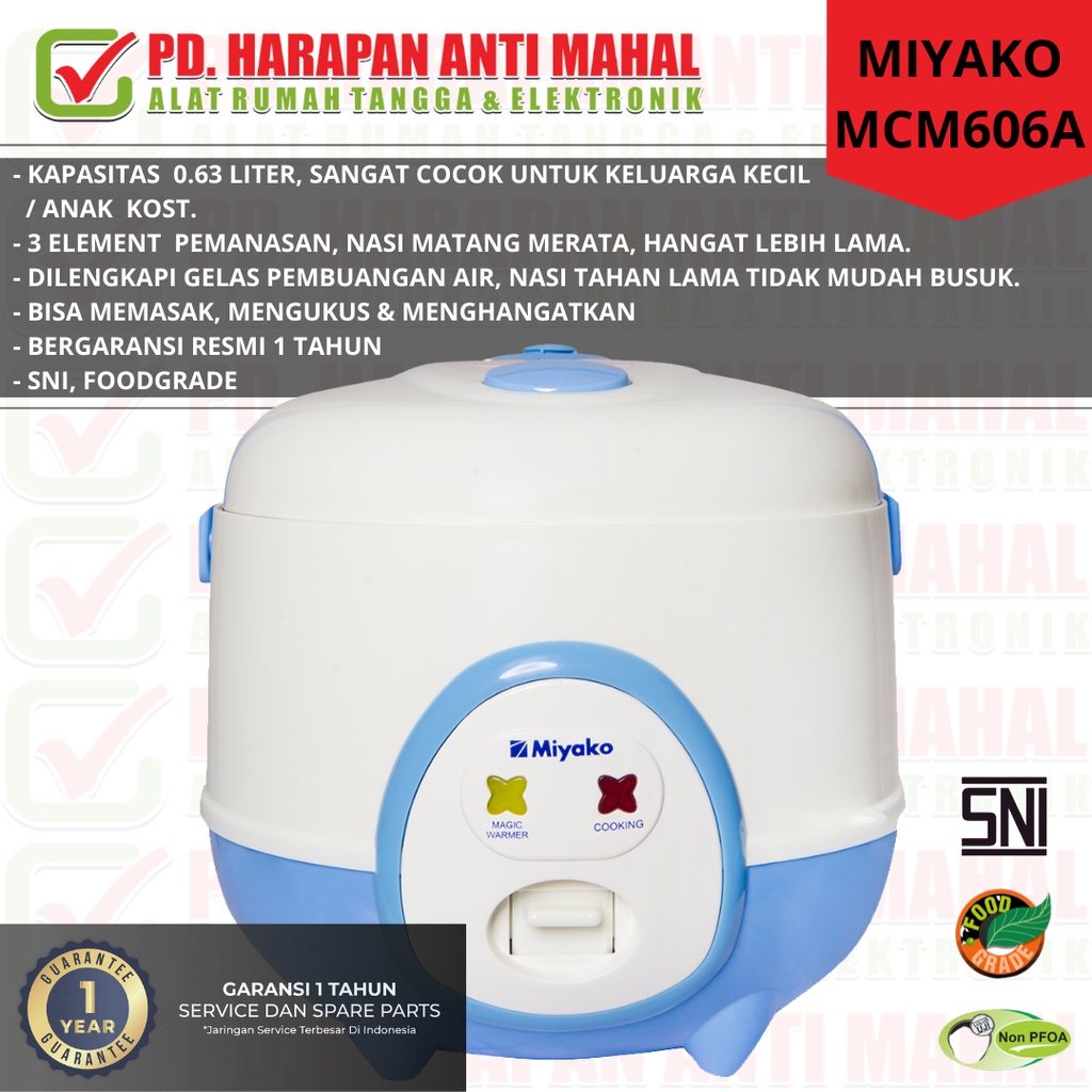 Magic Com Miyako MCM 606A 0,6 Liter / Magic Com Rice Cooker 3in1 Miyako 606a 0.6Liter / MagicCom Miy