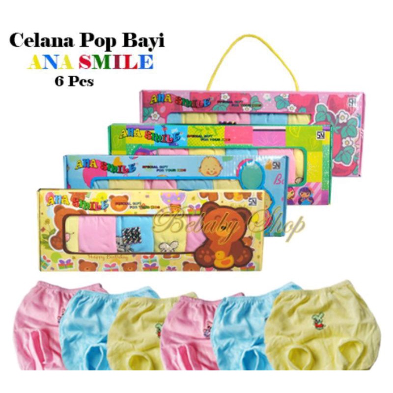 celana Pop Bayi New Born ANA SMILE Kemasan Box isi 6pc