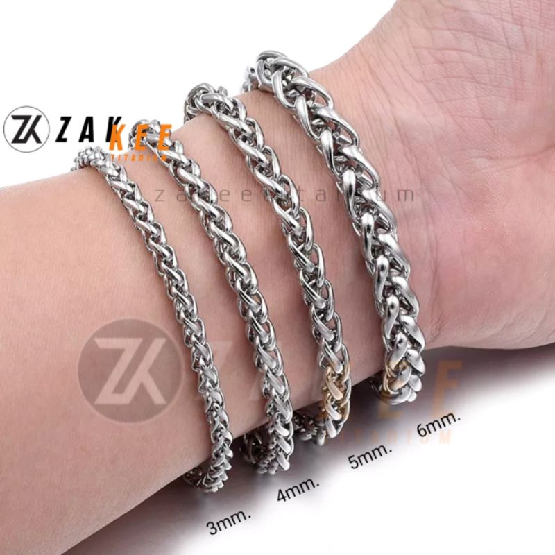 Gelang Pria rantai Silver Cowok Titanium Anti Karat Cowok