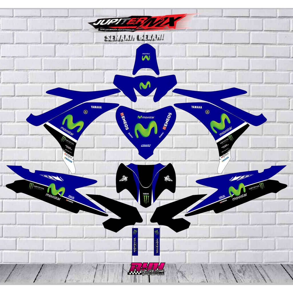 Stiker Decal jupiter Mx135cc - Mx New Full Body MOVISTAR MONSTER ENERGY black Custom