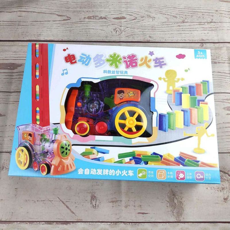 GGbell Mainan Kereta Anak Domino Car Train Set 80pcs