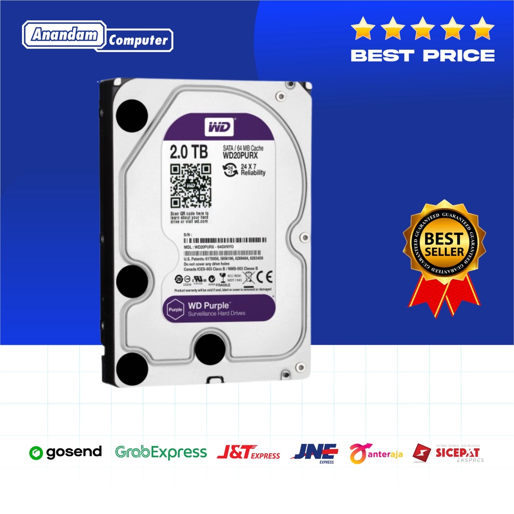 WDC Hardisk Internal Sata PC 2TB BF64 - PURPLE  (GRS RESMI)