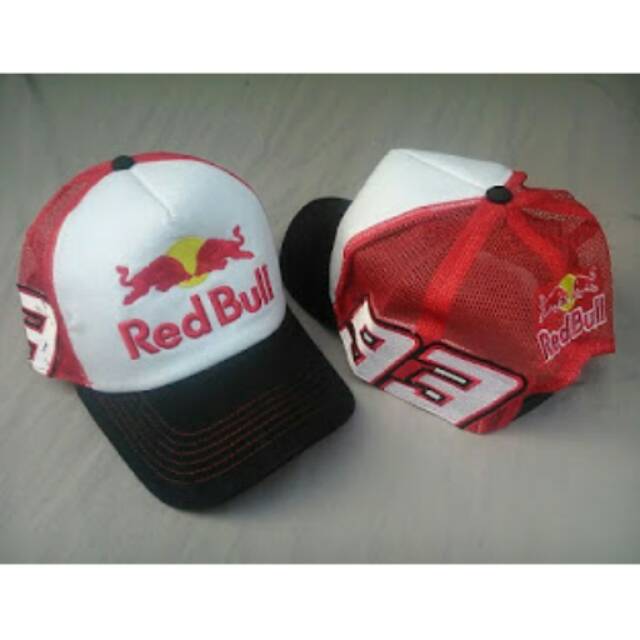 Topi Motogp Red Bull 93 Merah model Jaring