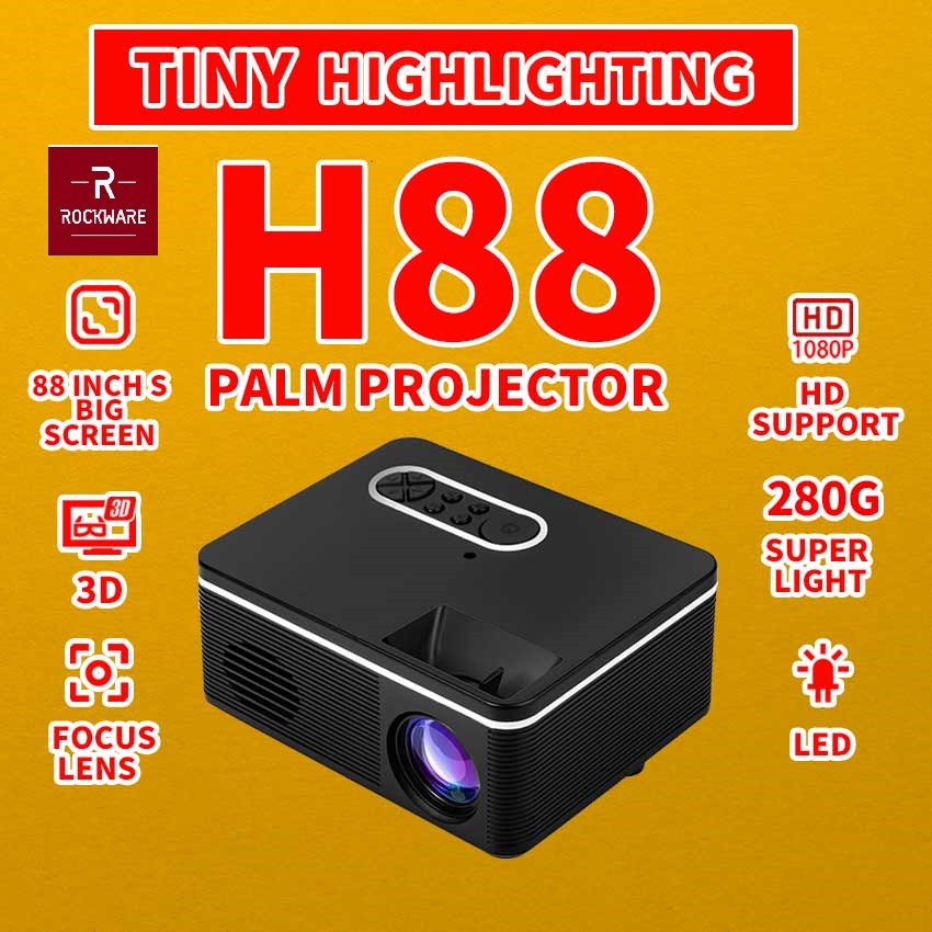 ROCKWARE RW-H88 - Mini Portable LED Projector Home Cinema 1000 Lumens - YG300 KILLER!!!!