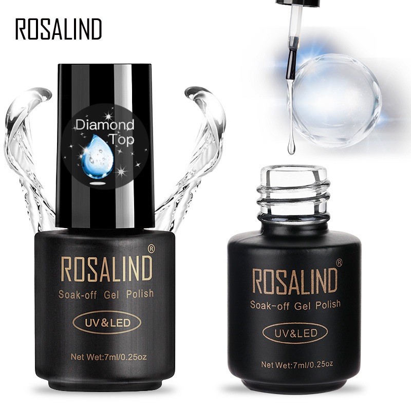 ROSALIND DIAMOND TOP COAT 7ml SHINY KILAP TAHAN LAMA UV GEL POLISH