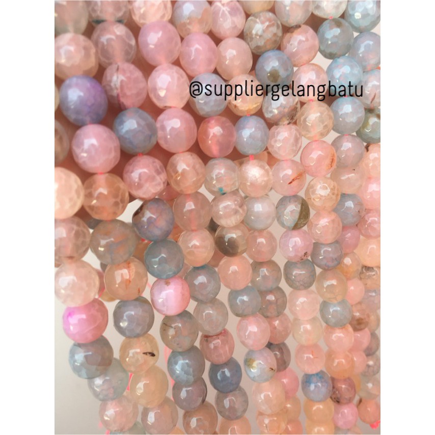 Natural Morgan FACETED beads 10mm CUTTING batu manik candy craft impor aksesoris beads craft fashion