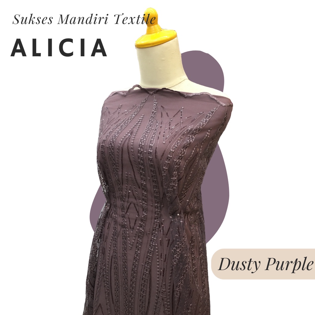 [ALICIA] Brokat Brukat Tile Premium Mewah Warna Dusty Purple Ungu | Harga ½ meter = 50 cm (Bahan Dre