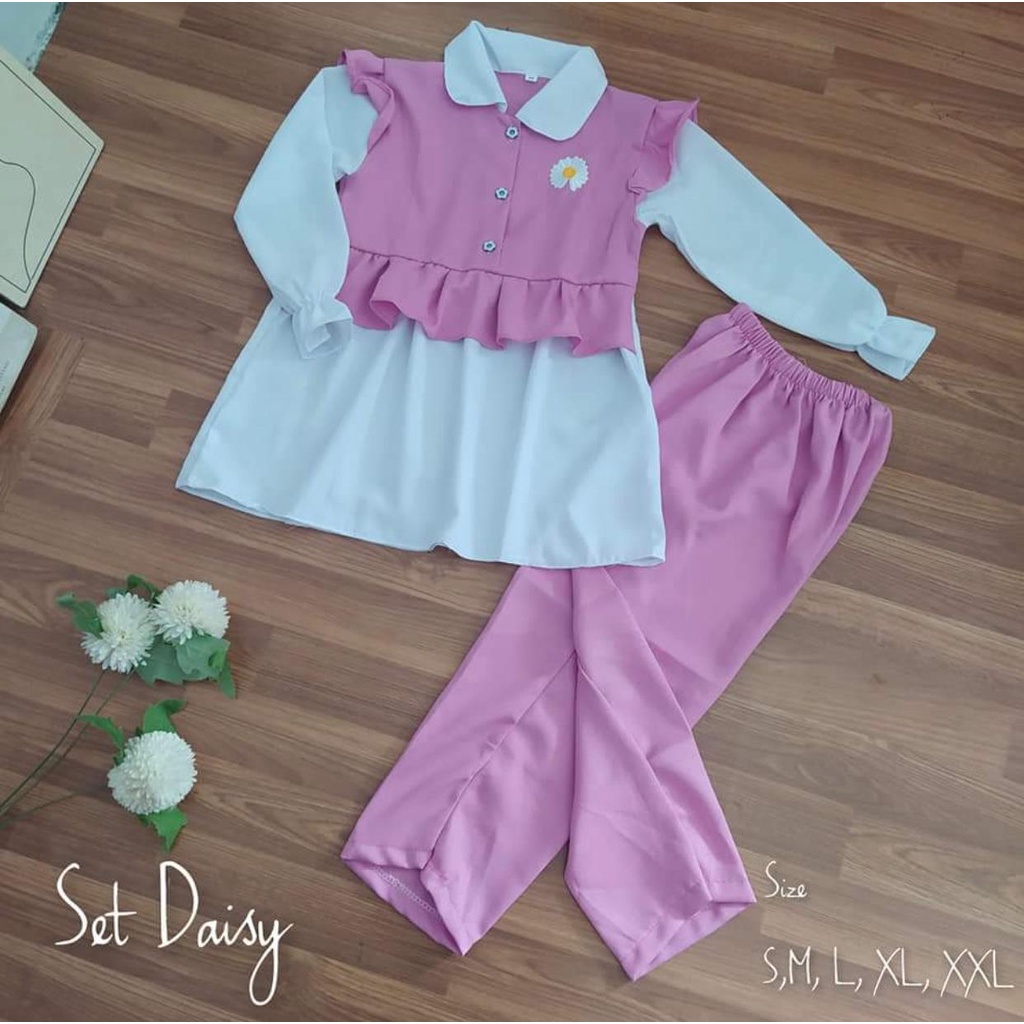 COD - SETELAN ANAK PEREMPUAN USIA 1-5 TAHUN // SETELAN ANAK PEREMPUAN TERBARU MOTIF DAISY BISA PILIH WARNA