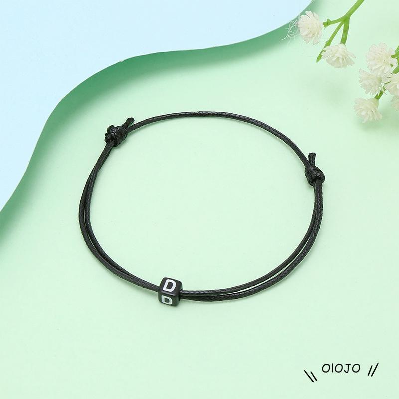 【COD】Korea Gelang Hitam Huruf Awal /Gelang Kustom Khusus Yang Kreatif Aksesoris Fashion