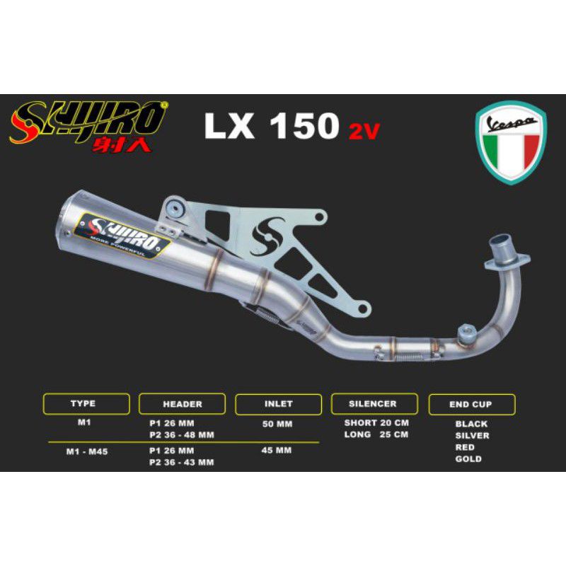 Knalpot Vespa Matic LX 150 2v type M1 Shijiro Racing Original