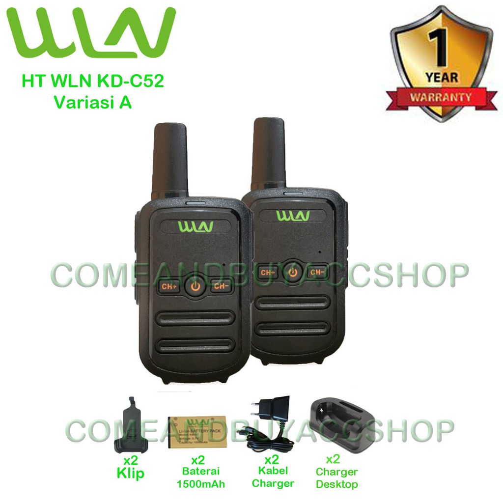 HT WLN KD-C52 HITAM (ISI 2 PCS) Dengan Charger Desktop (Charger duduk) - LIST VARIASI 1