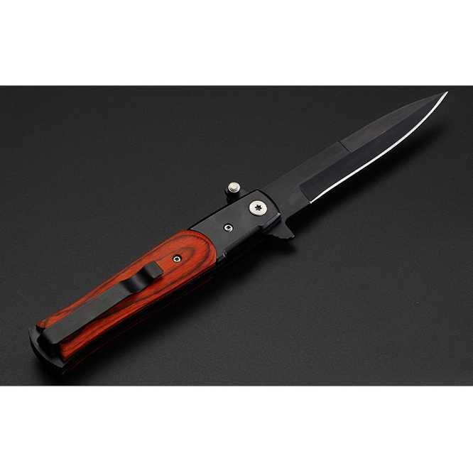 (BISA COD) TSSI PISAU LIPAT SURVIVAL FOLDING KNIFE WOOD HANDLE - SH7