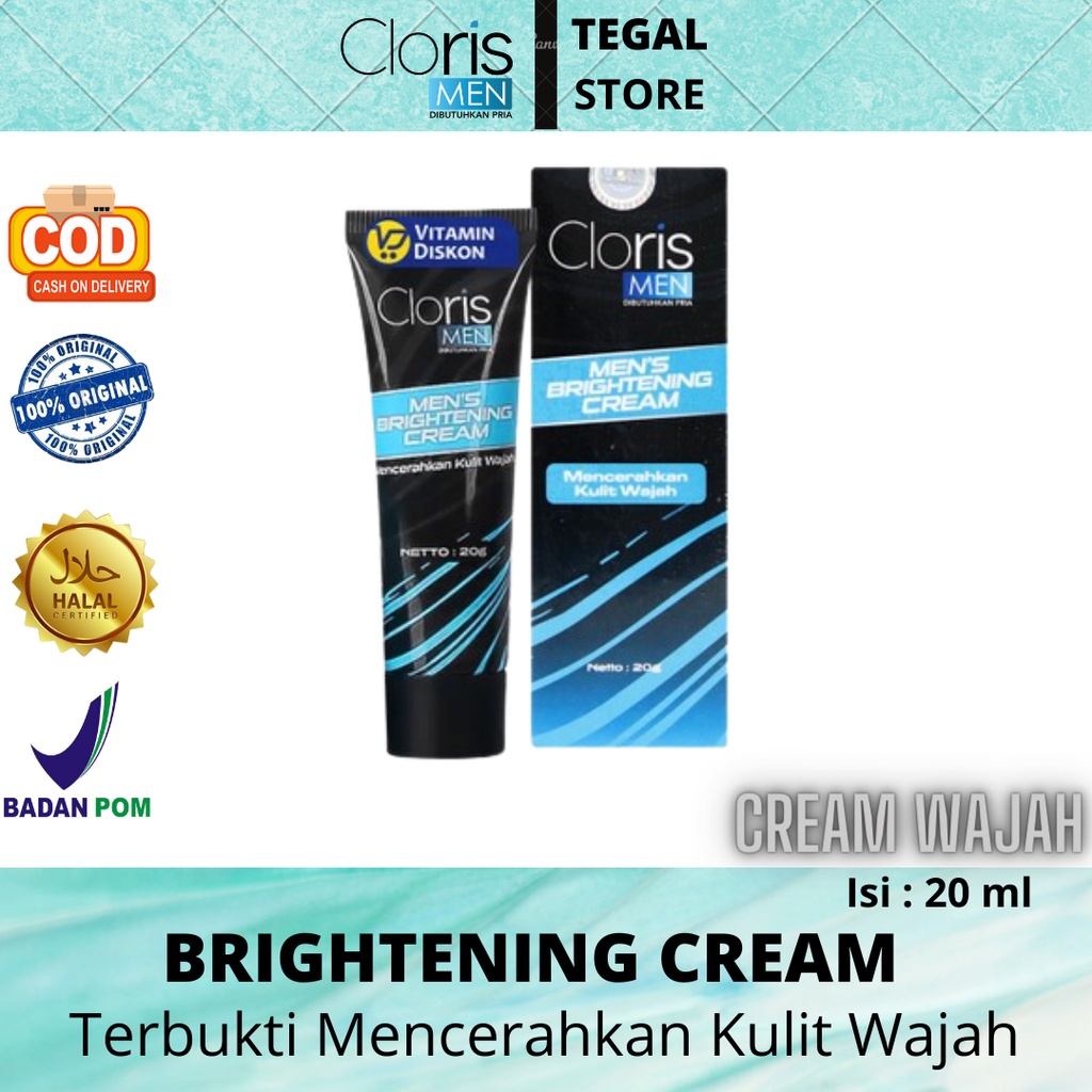 Clorismen Brightening Cream Wajah Pria Untuk Pemutih Wajah Bebas Kusam dan mengecilkan pori-pori