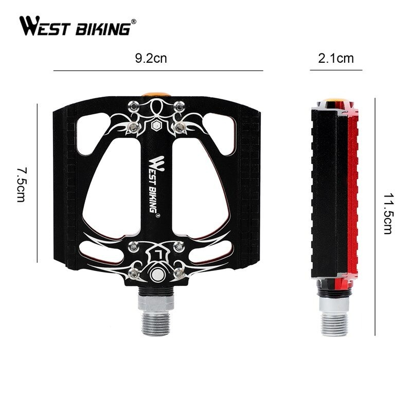 West Biking Pedal Sepeda Sealed Bearing Dua Sisi Warna Black Red