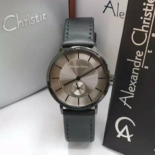 ALEXANDRE CHRISTIE AC 8493 WANITA GREY BLACK LEATHER BLACK ORIGINAL