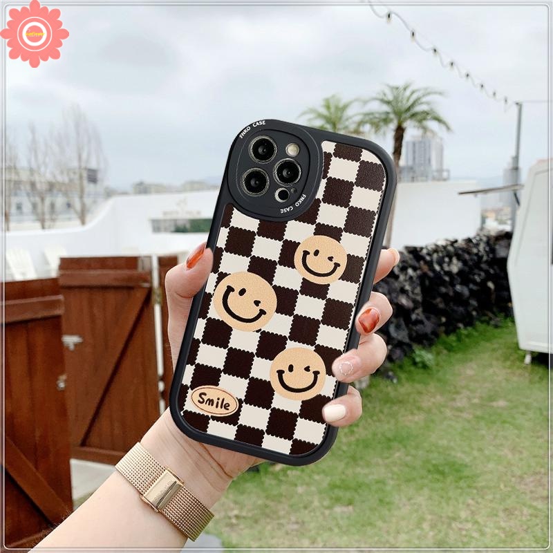 Casing Kotak Kotak OPPO A17 A17K A57 A95 A96 A7 A12 A5S A3S A5 A9 A16 A3S A15 A74 A54 A31 A92 A1K A55 A16K A16E A76 A11K A15s A53 A52 Reno 6 7Z 7 4 4F Motif Kotak Smiley Bear Case Pelindung Earphone Bluetooth Airpod