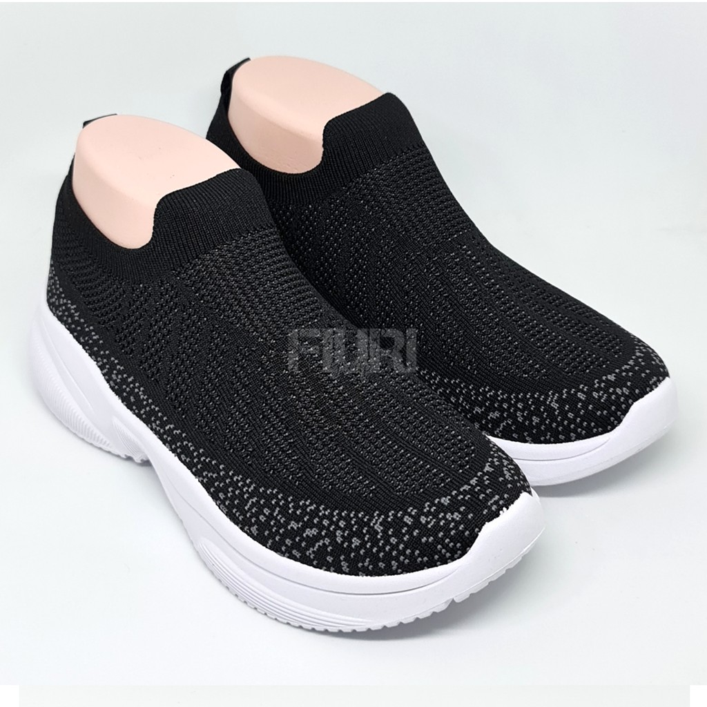 FIURI - Ando Original - NAOMI 37-40 HITAM PUTIH - Sepatu Kets Wanita - Sepatu Sneakers Wanita - Sepatu Olahraga Sport Wanita - Sepatu Casual - Sepatu Jogging Lari Fitness Gym Senam Wanita - Sepatu Sekolah Bertali SD SMP SMA-6