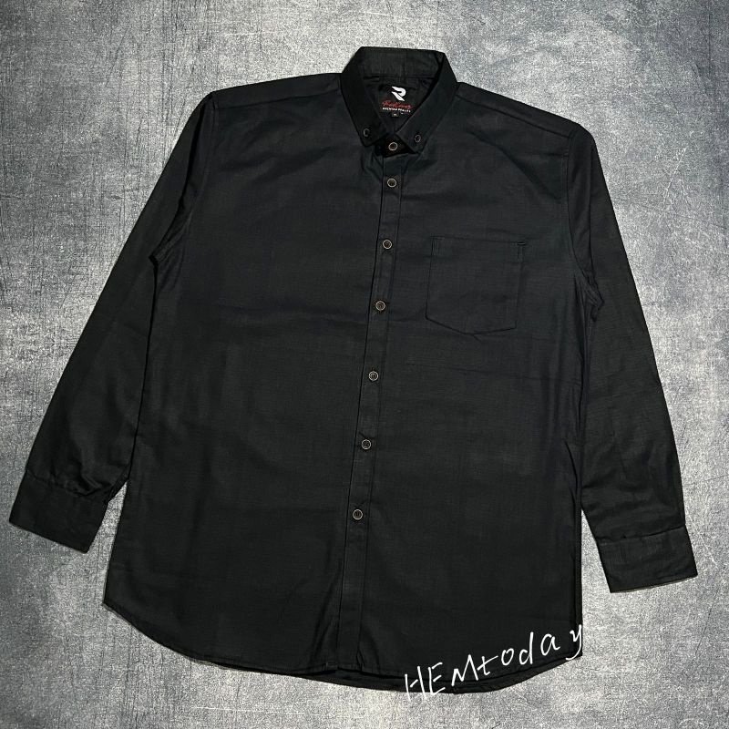 KEMEJA POLOS LENGAN PANJANG WARNA HITAM HEM PRIA KEMEJA KASUAL KEMEJA KANTOR PREMIUM KEMEJA IMPORT K