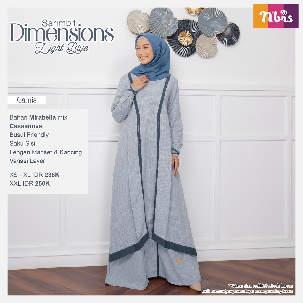 GAMIS IBU DIMENSION LIGHT BLUE SARIMBIT NIBRAS 2022 FASHION DRESS BAJU BUSANA MUSLIM WANITA DEWASA B