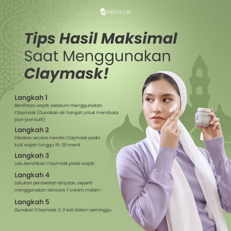 CLAY MASK GREENTEA  MSGLOW / CHARCOAL MASKER MS GLOW