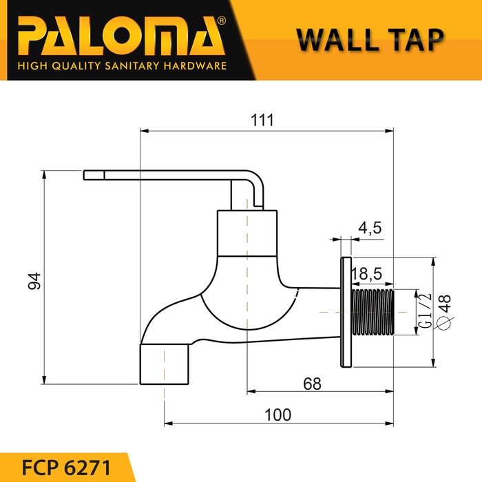 KERAN KRAN AIR DINDING TEMBOK  BAK MANDI  TAP PALOMA FCP 6271