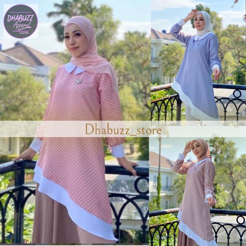 MDLY15 GAMIS DRESS BAJU ATASAN TUNIK KEMEJA WANITA TERBARU NAURA TUNIK BY MDLY M022