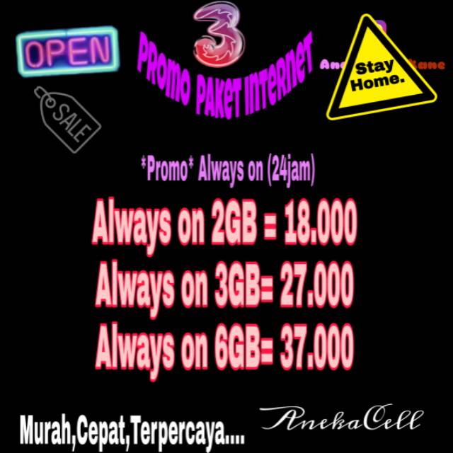 Promo Paket Data Three (3) Always on 24Jam