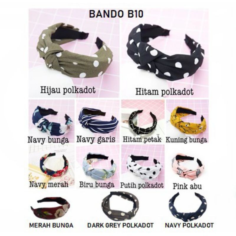 JY B10 BANDANA MOTIF / BANDO SIMPUL AKSESORIS RAMBUT WANITA / BANDO ALA KOREA IMPORT