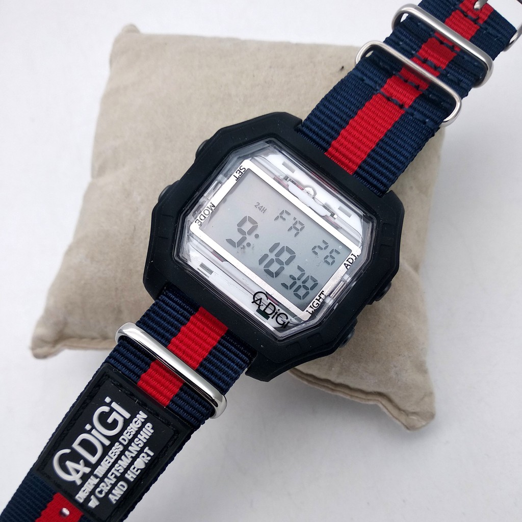 Alexandre Christie AC 9224 Black Navy Blue Red Digital tali Canvas for Unisex Original