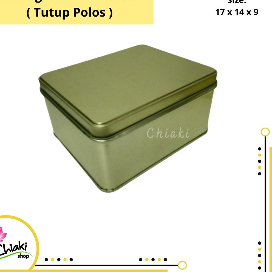 STAR BRANDS Kaleng Emas Persegi Uk 17 x 14 x 9 cm Gold Tin Box Tabung Souvenir Can Kemasan Kotak Wad