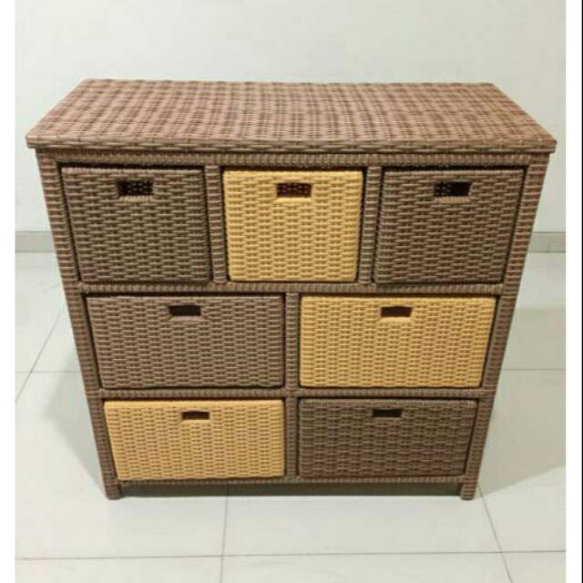 Lemari Plastik Rotan Sintetis 7 Laci