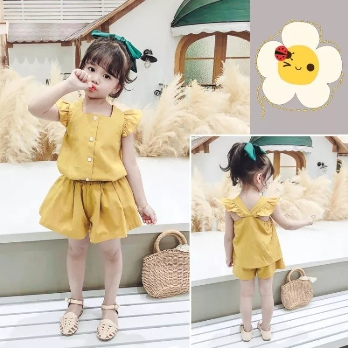 Baju Setelan Anak Perempuan Umur 4 5 6 7 8 9 Tahun Set Modis Polos Wini