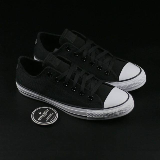 Sepatu Sneakers Pria CONVERSE CT AS Ox Twill-Textile Black White Original 166240C
