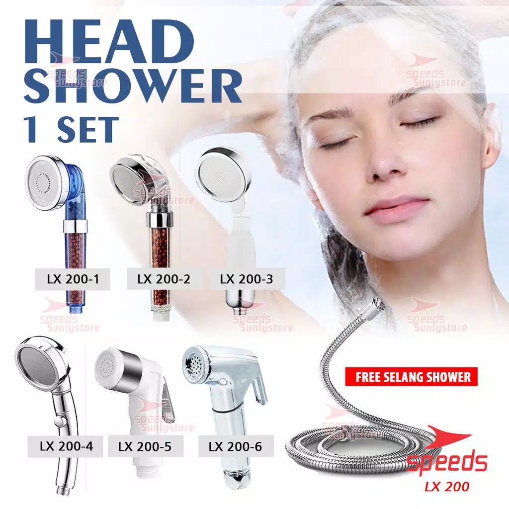 Big sale!! Kepala Shower Head Ion Spa Kristal 3 mode Bonus Selang panjang 1,5 M speeds 200