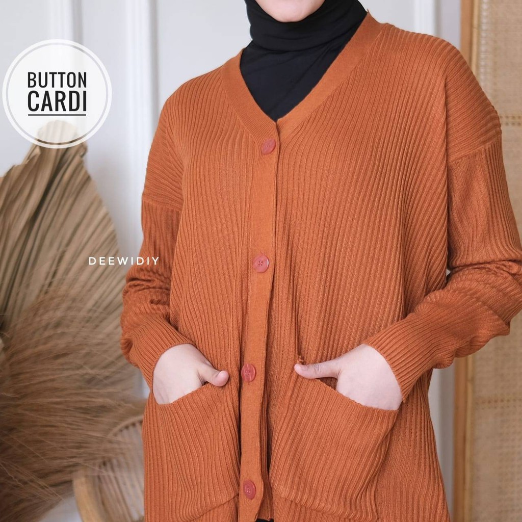 CARDIGAN RAJUT PANJANG UNTUK WANITA - BUTTON CARDI DEEWIDIY