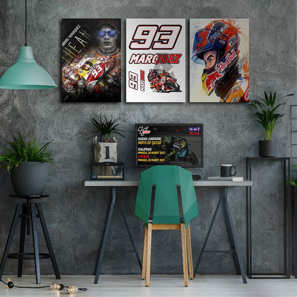 Hiasan dinding MOTO GP MARC MARQUEZ Poster Kayu Pajangan Rumah/ dekorasi dinding / Walldecor